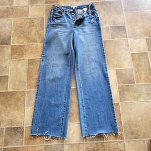 High waist, button fly  wide leg jeans